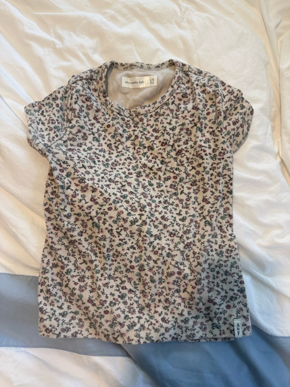 abercrombie kids Cream Floral Short Sleeve Tee with Pink & Green Flowers